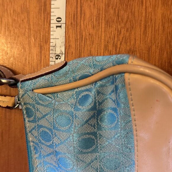 Xoxo Blue & Beige Shoulder Bag With Vinyl Trim vintage Y2K mini - Picture 7 of 7